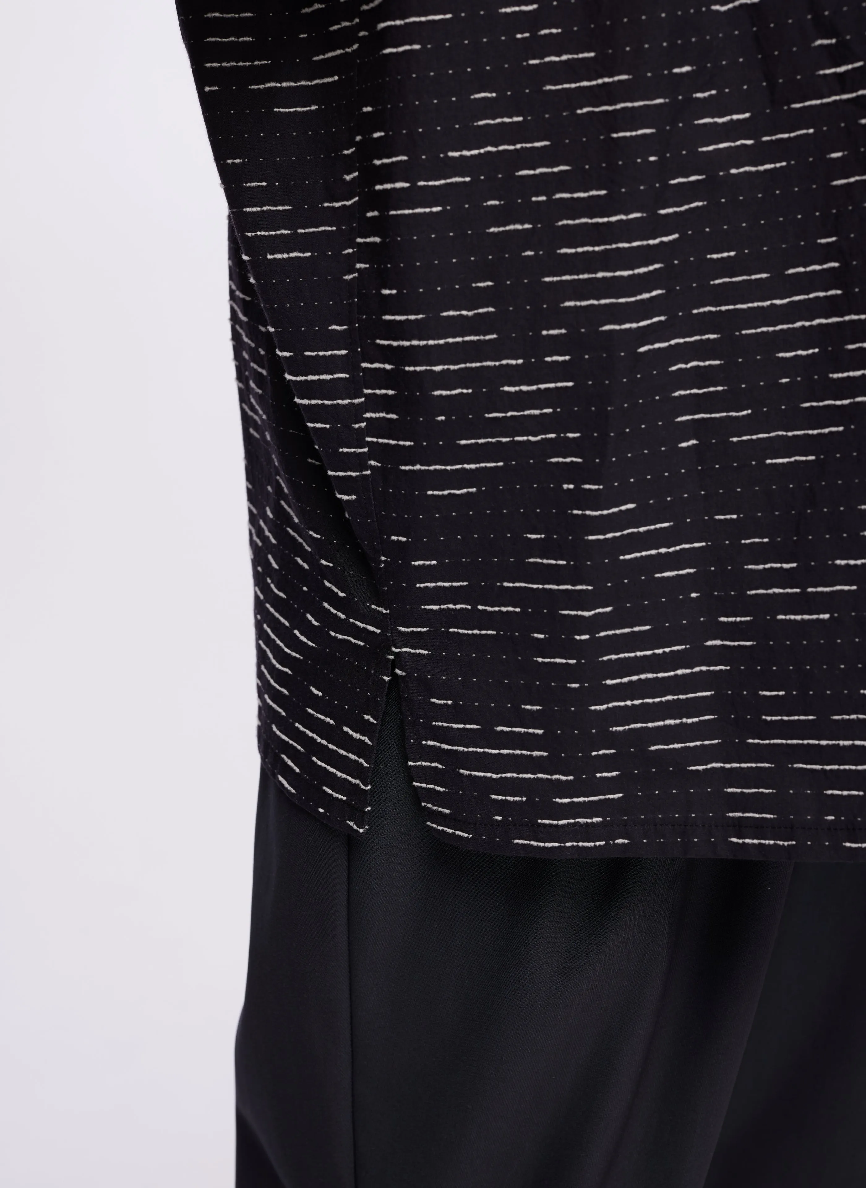 Albini Cotton Jacquard Short Sleeve Open Collar Shirt