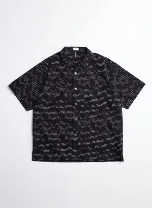 Albini Cotton Jacquard Short Sleeve Open Collar Shirt