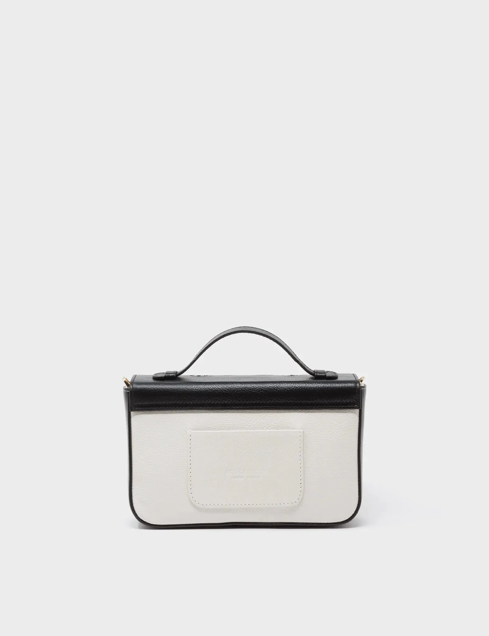Amantis Black And Cream Leather Crossbody Mini Handbag - All Over Eyes Embroidery