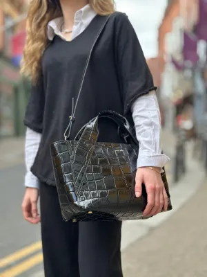 Anine Bing Black Leather Maya Tote