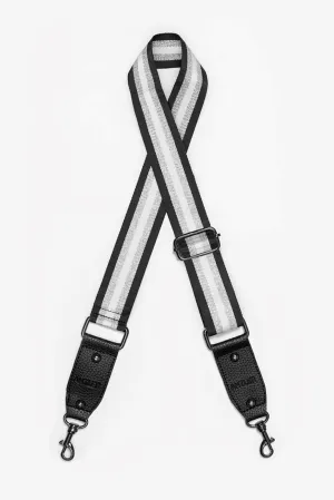 Antler Bag Strap Black White & Silver Stripe