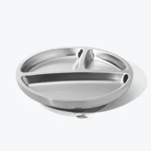 Avanchy Stainless Steel Suction Toddler Plate - White