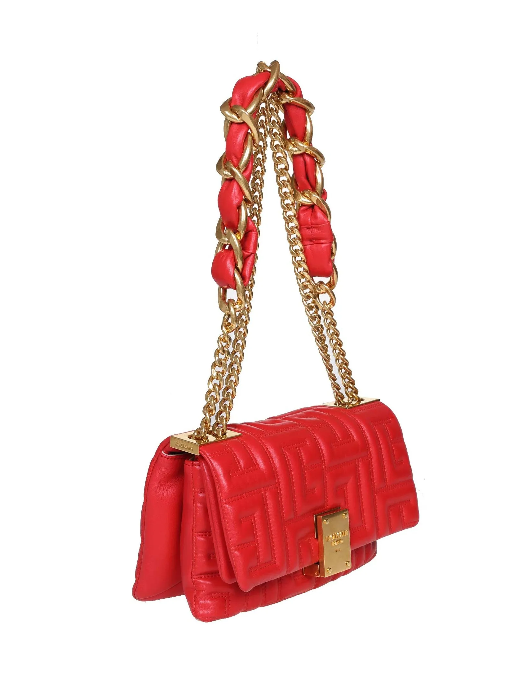 Balmain Logo Plaque Quilted Crossbody Bag