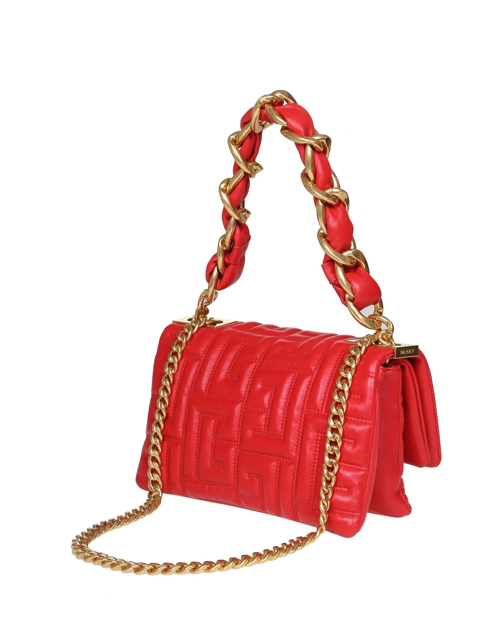 Balmain Logo Plaque Quilted Crossbody Bag
