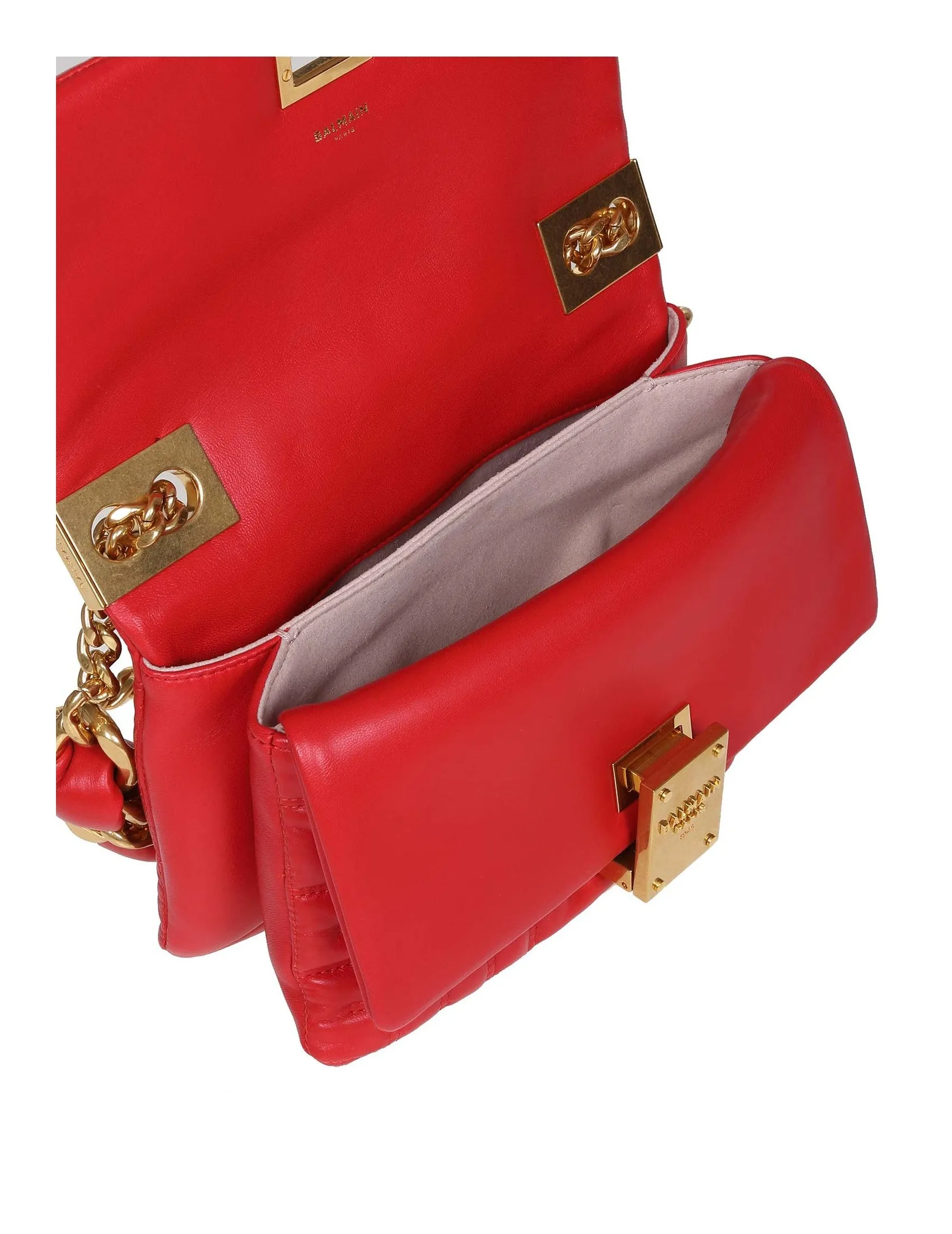 Balmain Logo Plaque Quilted Crossbody Bag