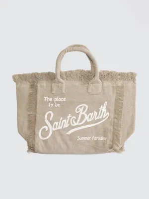 Beige Linen Vanity Bag