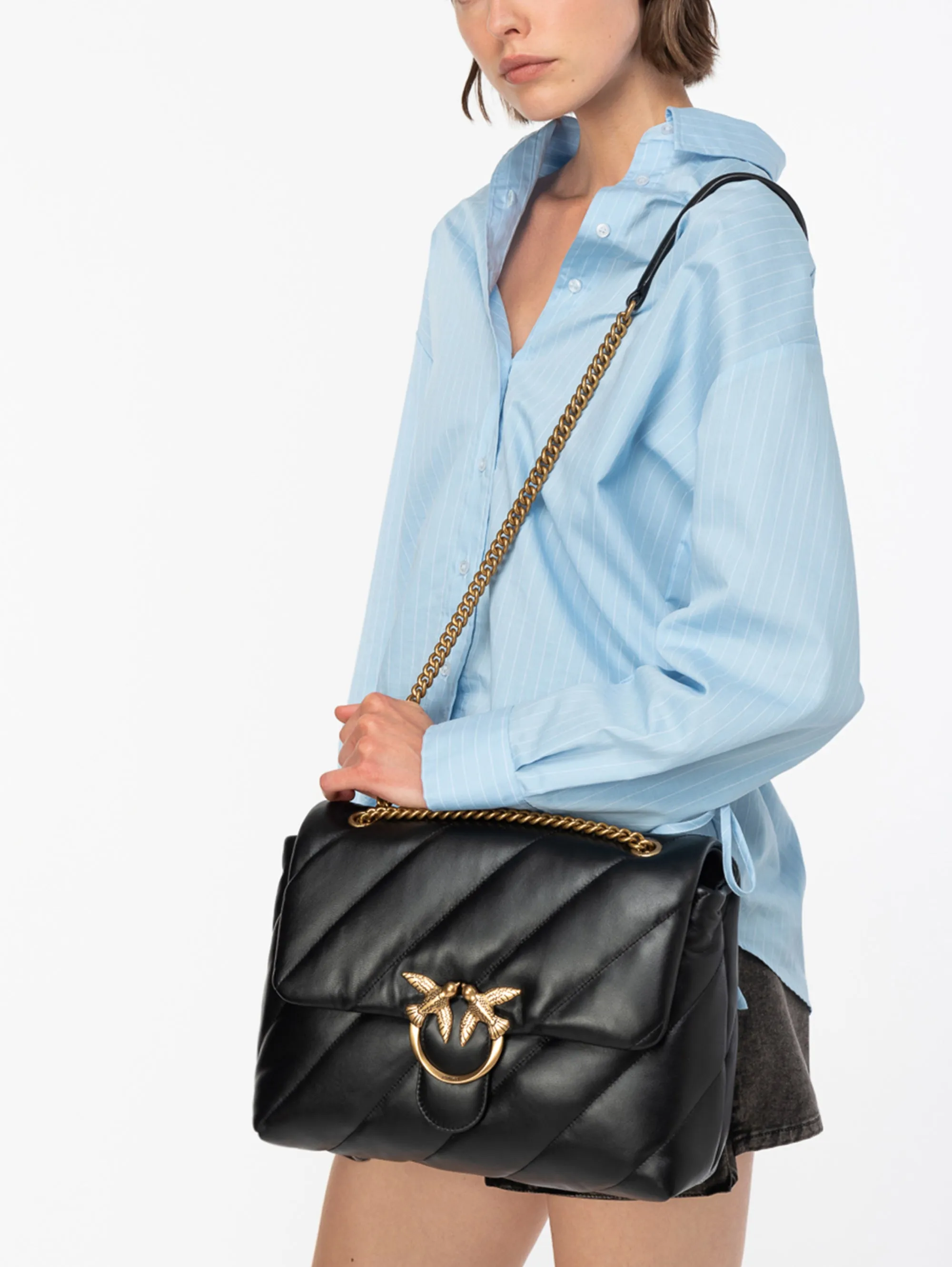 Big Love Maxi Bag in Black/Gold Nappa
