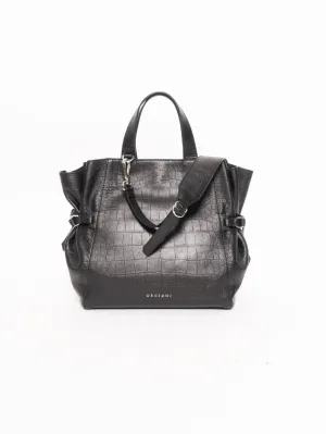 Black Coconut Effect Double Handle Bag