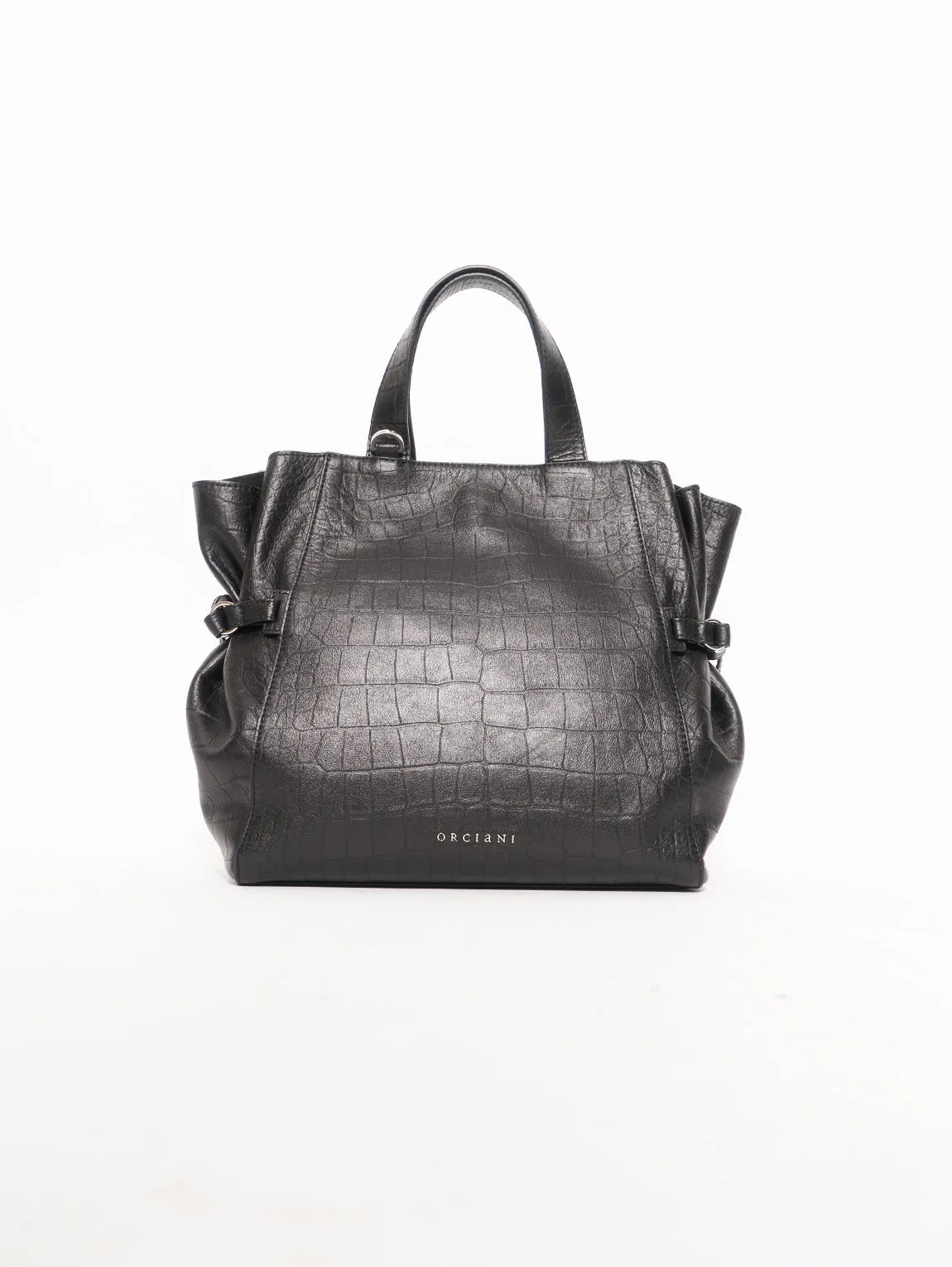 Black Coconut Effect Double Handle Bag