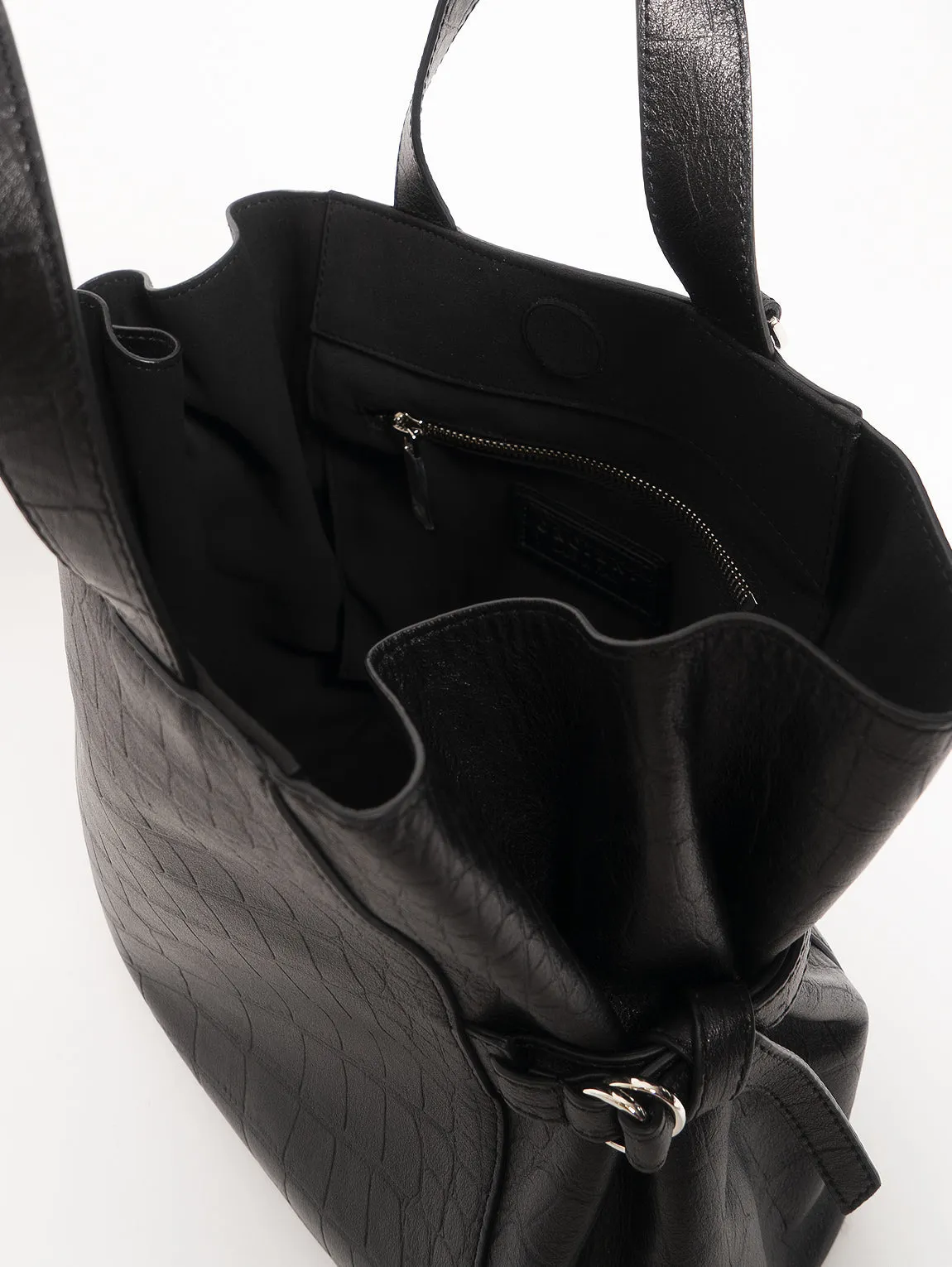 Black Coconut Effect Double Handle Bag