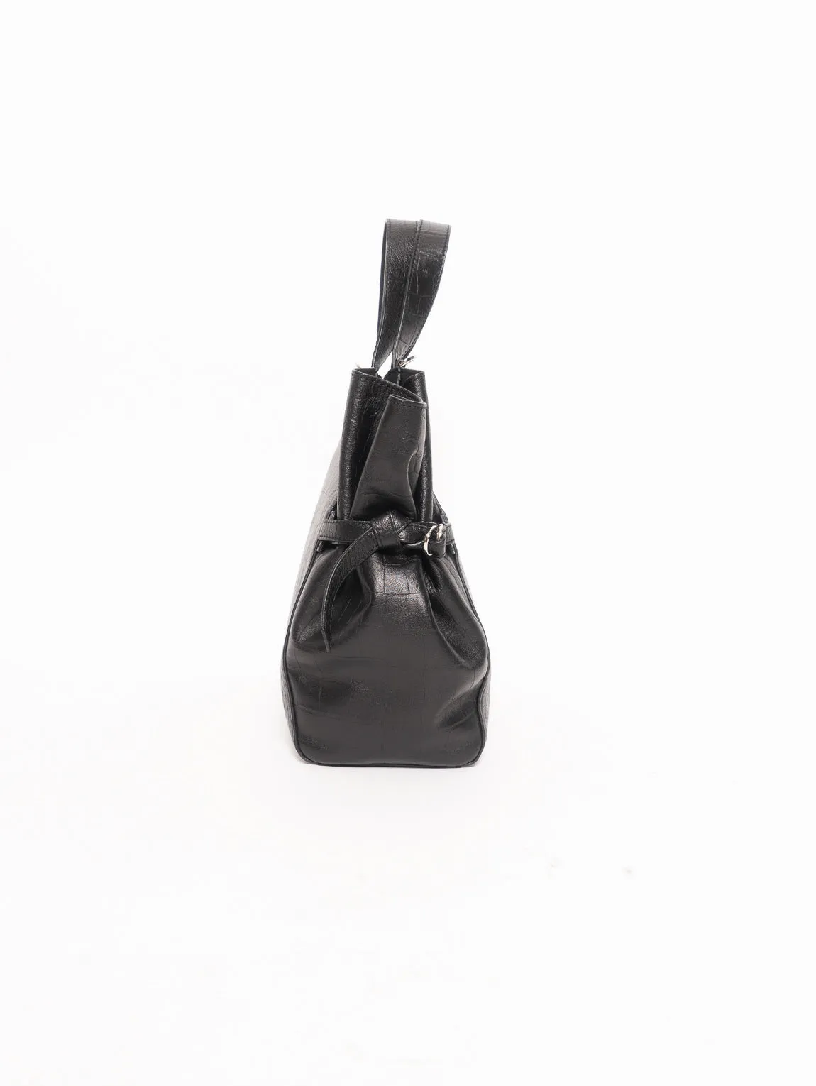 Black Coconut Effect Double Handle Bag