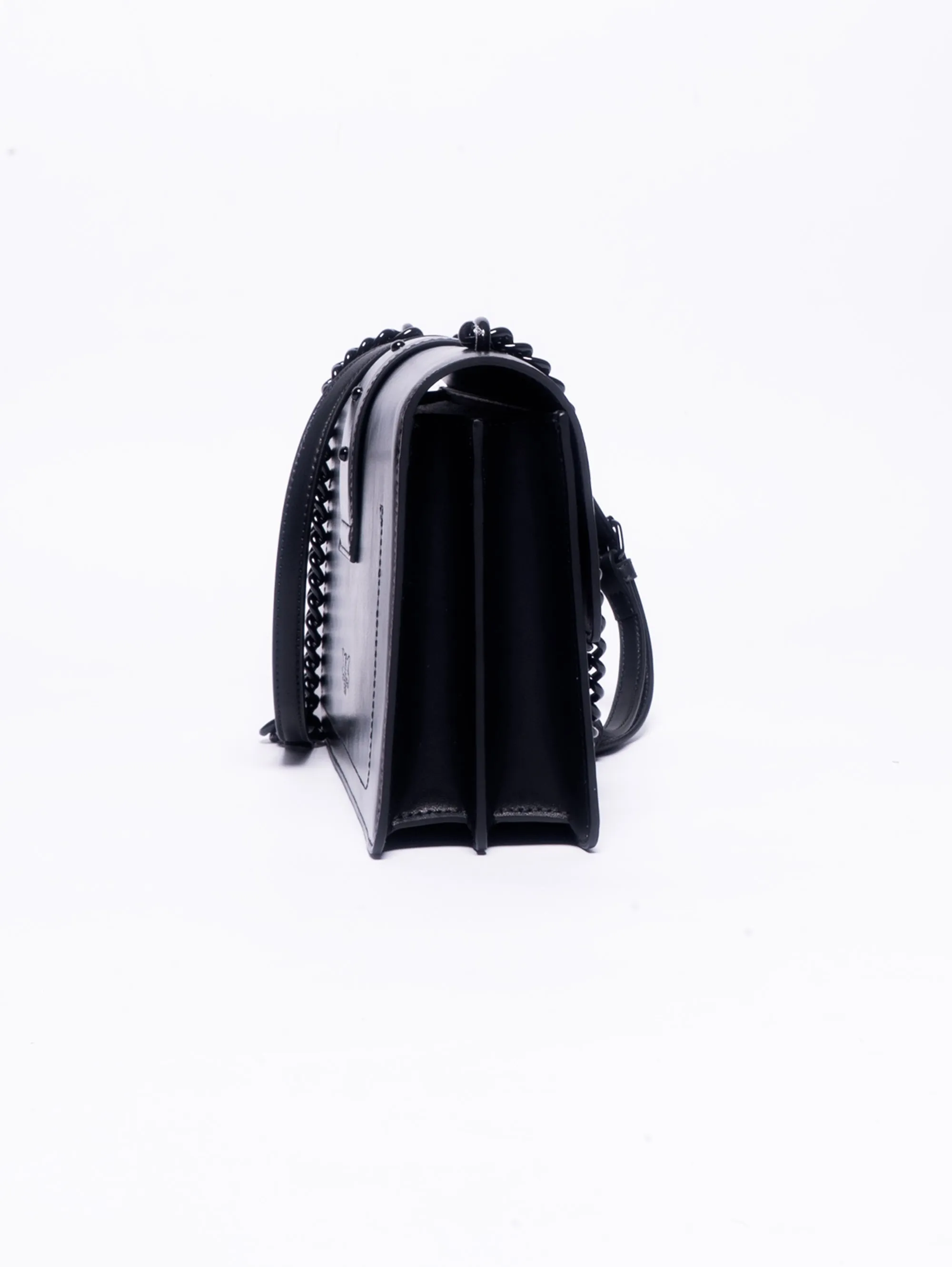 Black Color Block Iridescent Nappa Bag