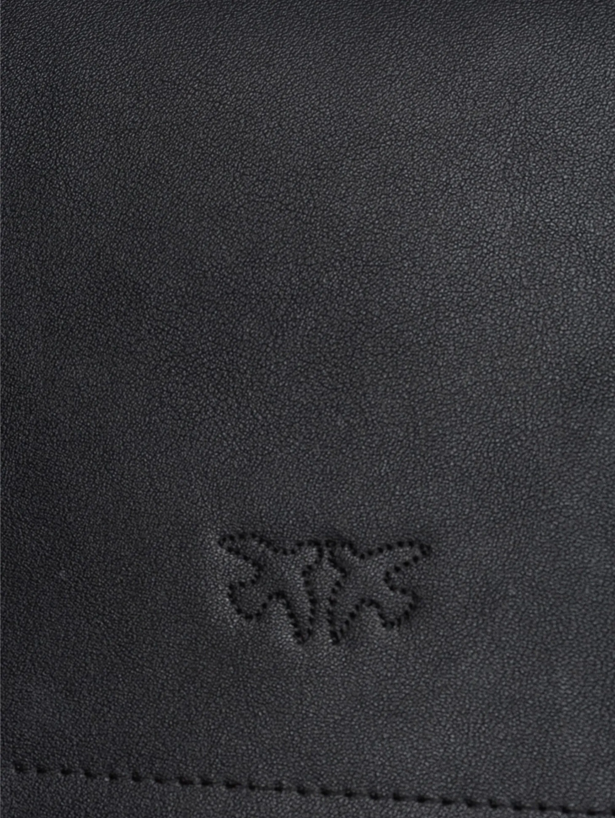 Black Leather Hand Silk Shoulder Bag
