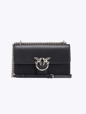Black Leather Hand Silk Shoulder Bag