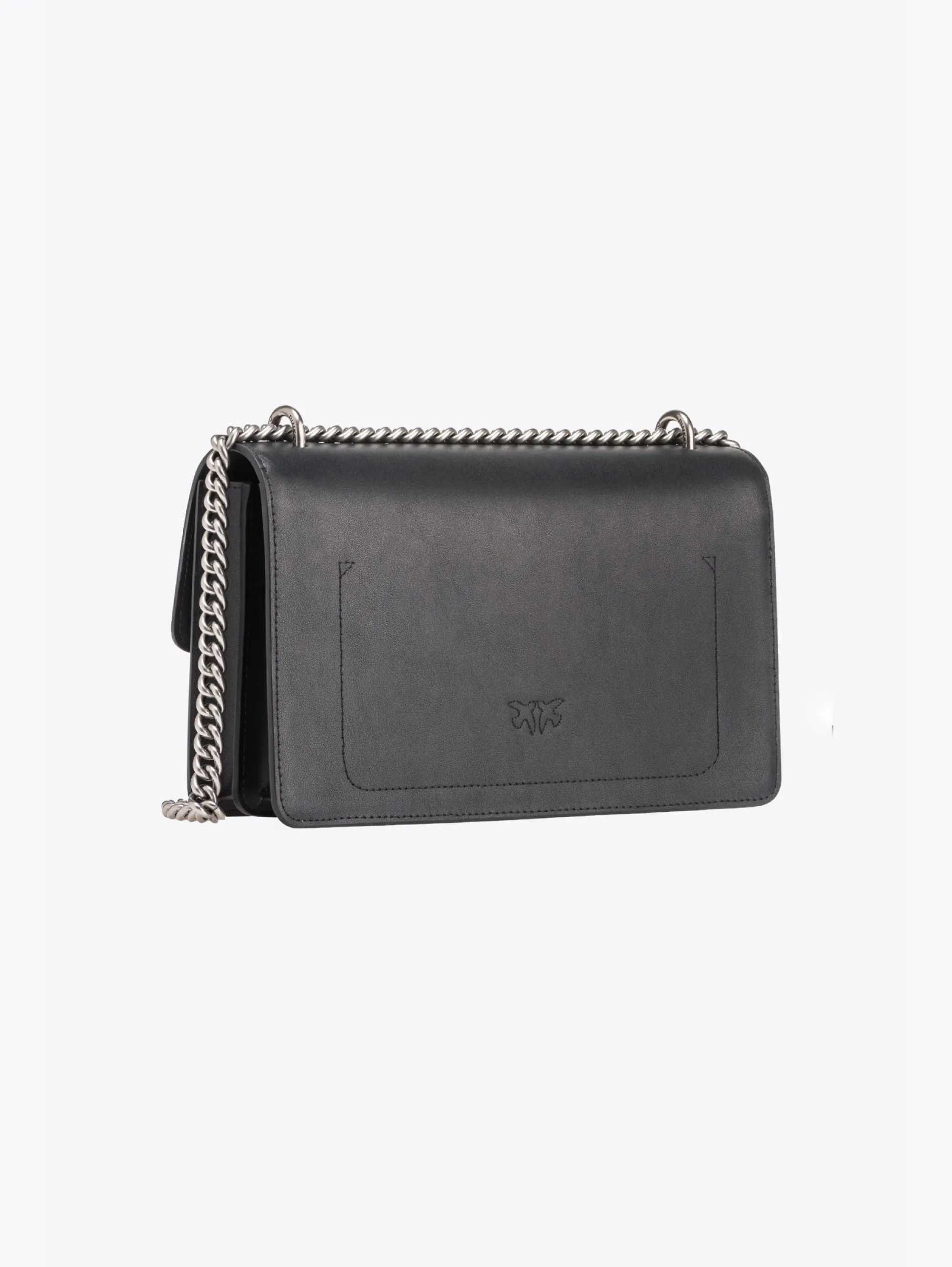 Black Leather Hand Silk Shoulder Bag