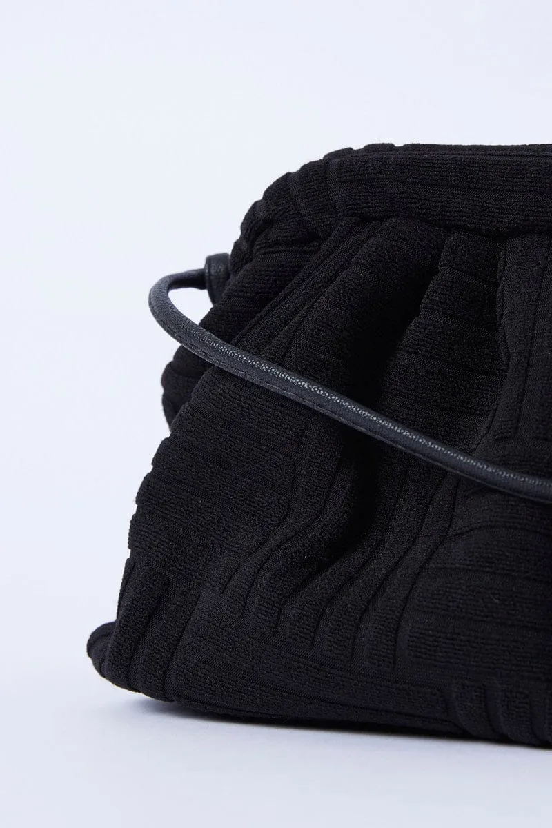 Black Toweling Detail Crossbody Bag