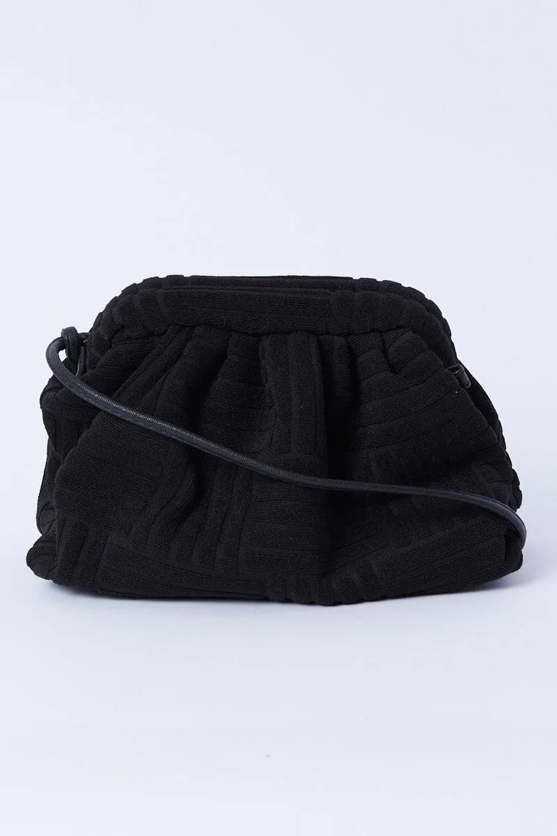 Black Toweling Detail Crossbody Bag
