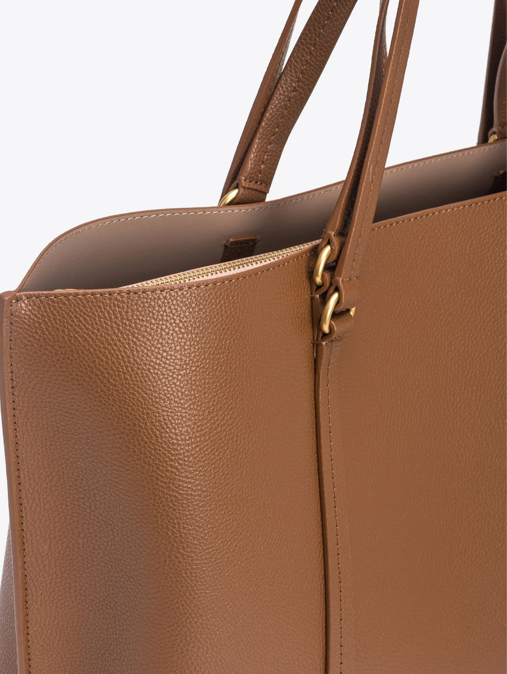 Brown Tumbled Leather Shopper Bag