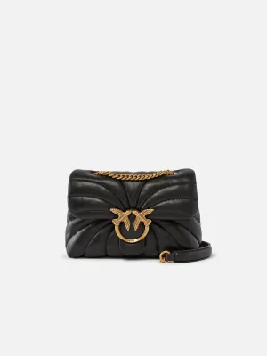 Butterfly Quilted Leather Bag with Black Shoulder Strap