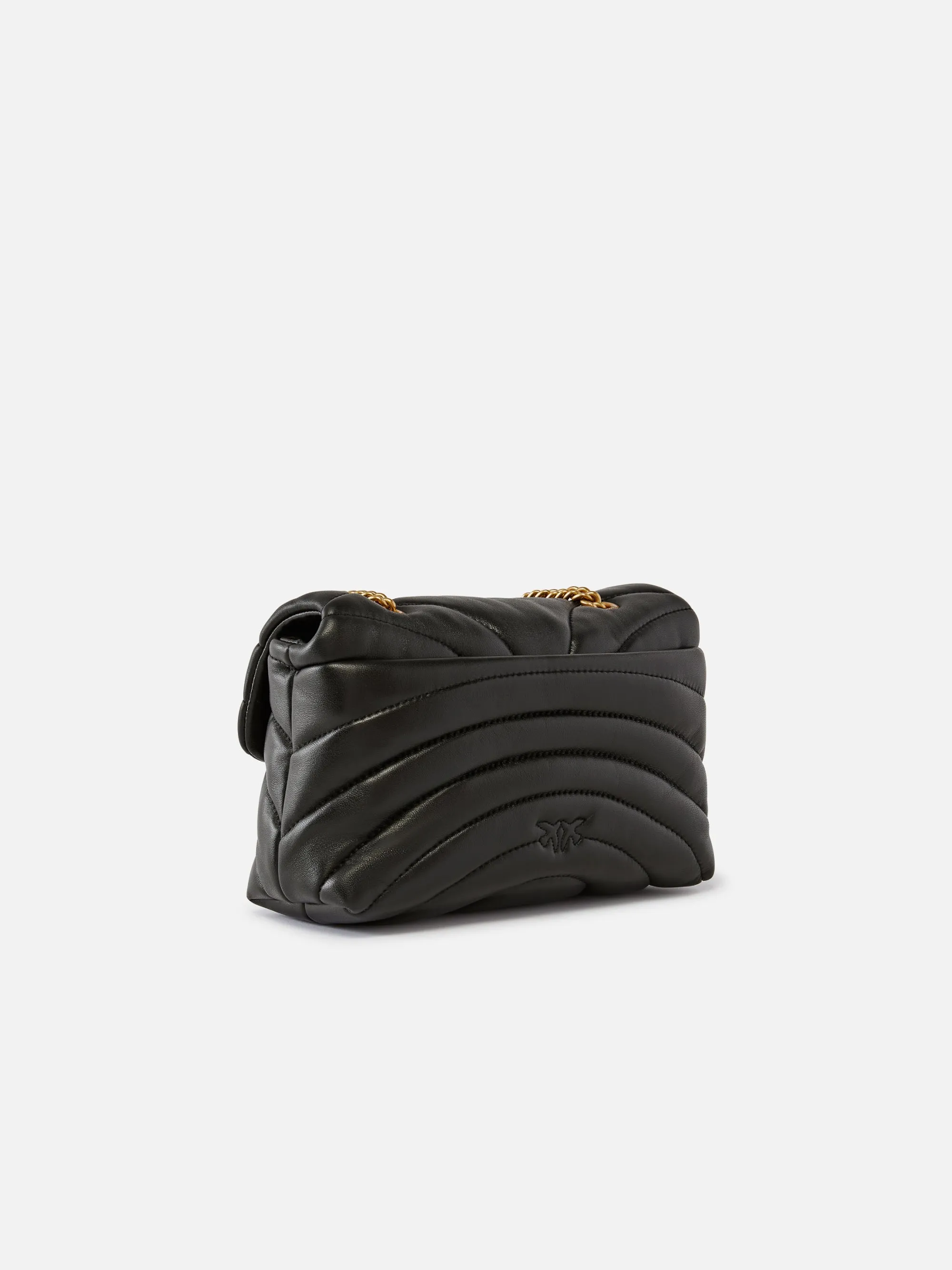 Butterfly Quilted Leather Bag with Black Shoulder Strap