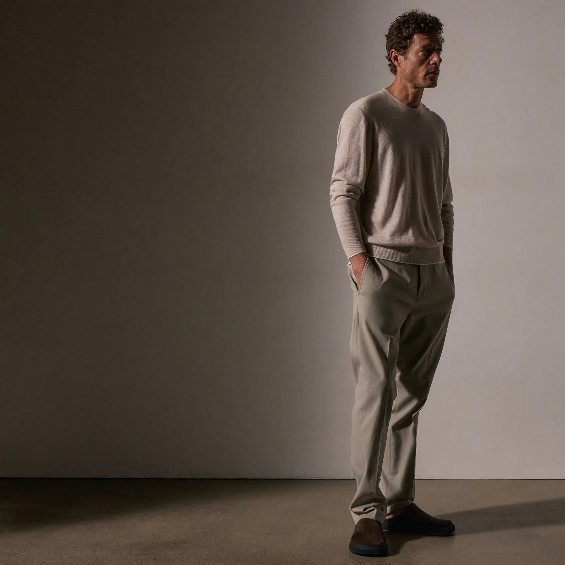 Cashmere Touch Twill Trouser - Light Tan