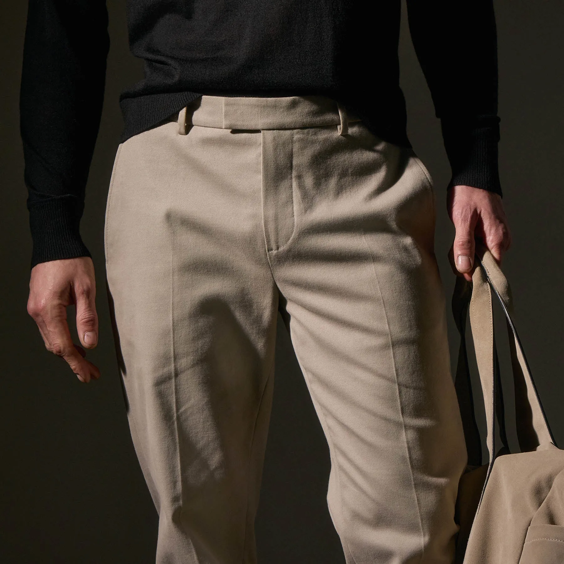 Cashmere Touch Twill Trouser - Light Tan