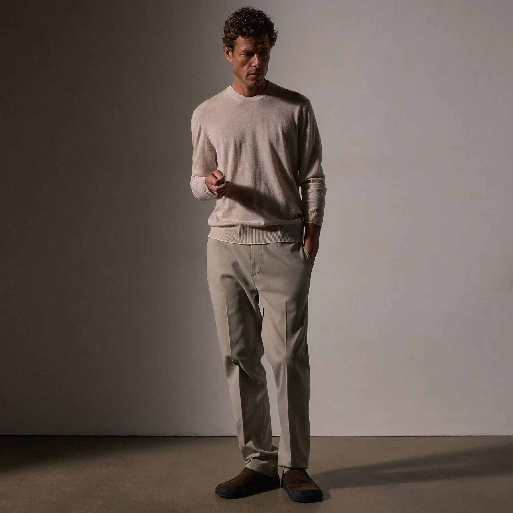 Cashmere Touch Twill Trouser - Light Tan