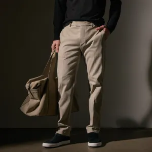 Cashmere Touch Twill Trouser - Light Tan