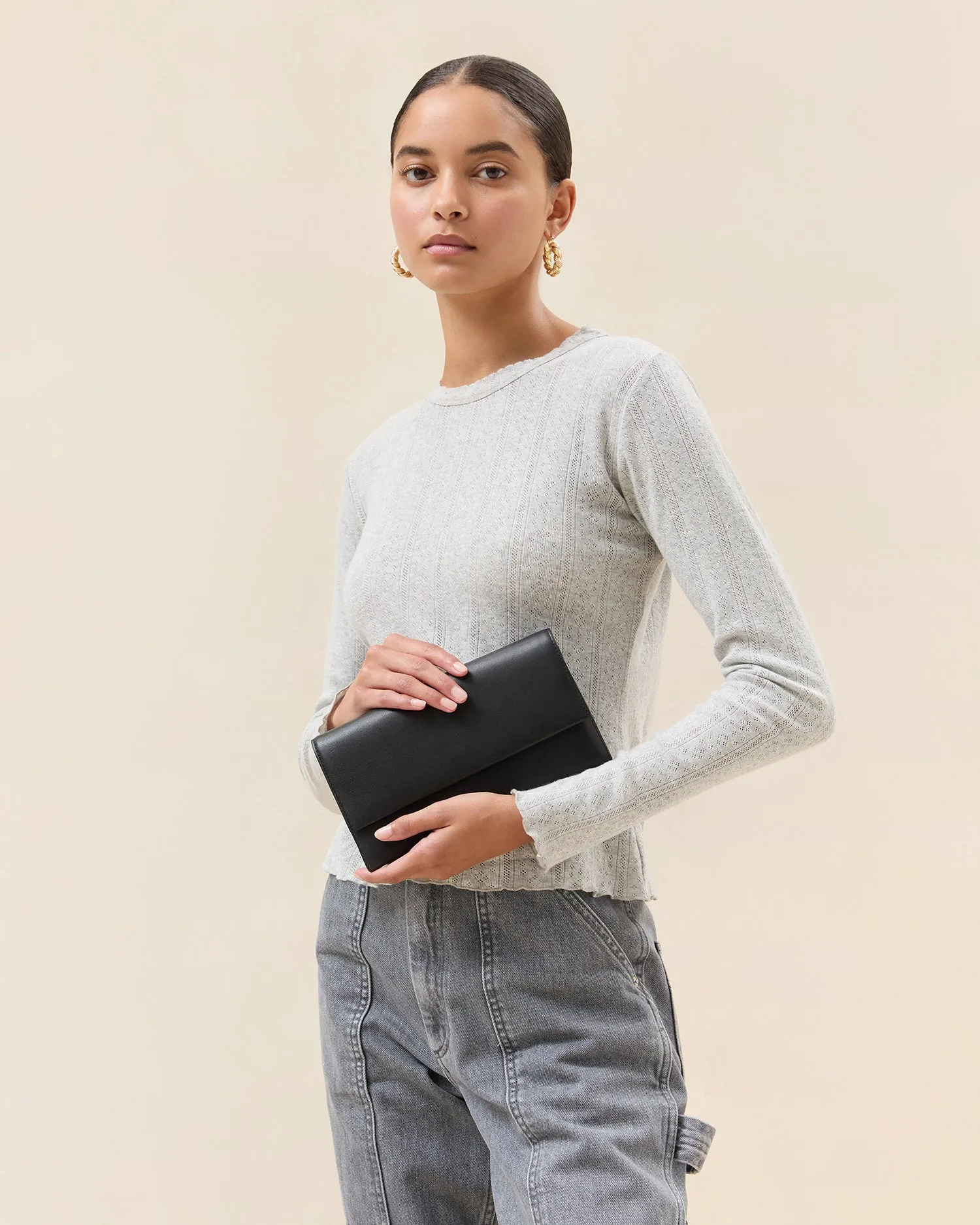 Charlee Black Leather Shoulder Bag