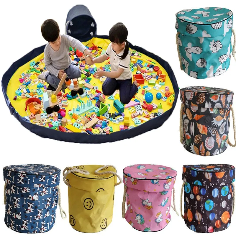 Clean-up Organizer Bucket Pouch Play Mat For Lego Toys Storage Container