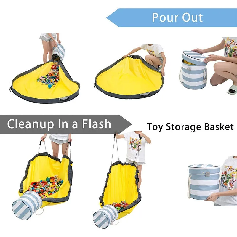 Clean-up Organizer Bucket Pouch Play Mat For Lego Toys Storage Container