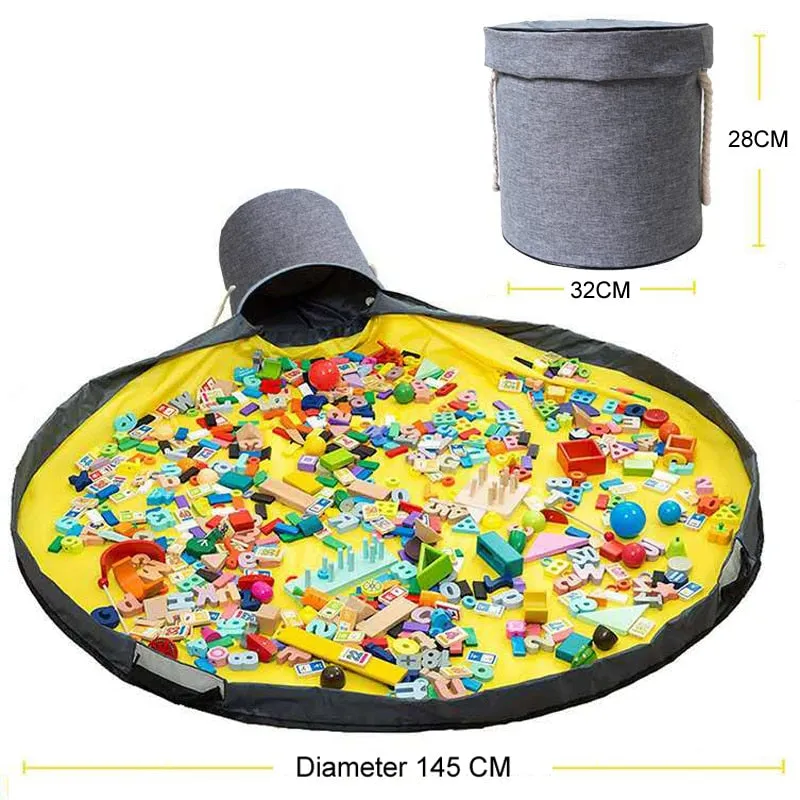 Clean-up Organizer Bucket Pouch Play Mat For Lego Toys Storage Container