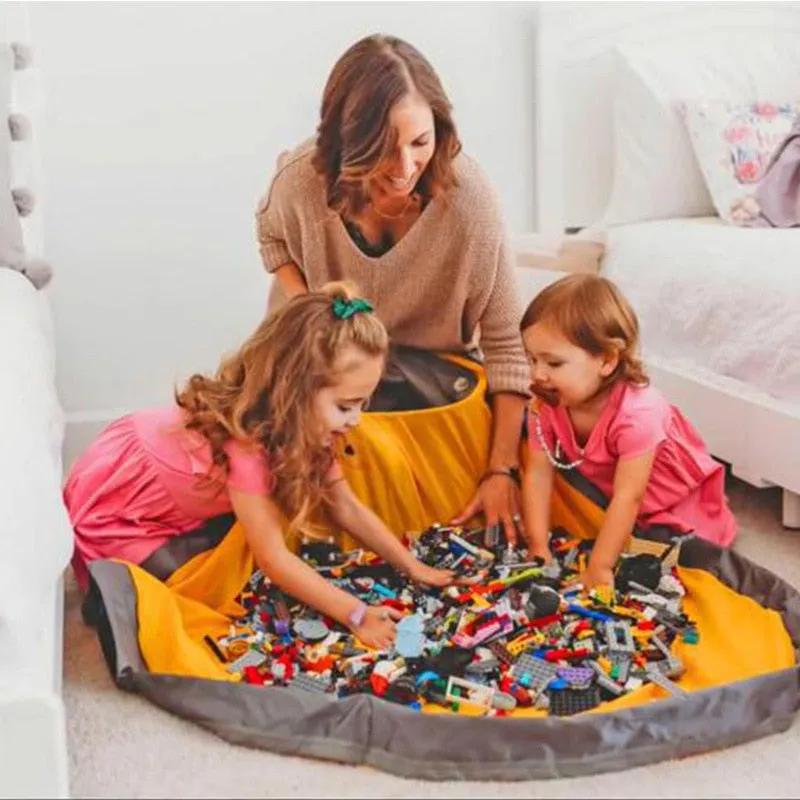Clean-up Organizer Bucket Pouch Play Mat For Lego Toys Storage Container