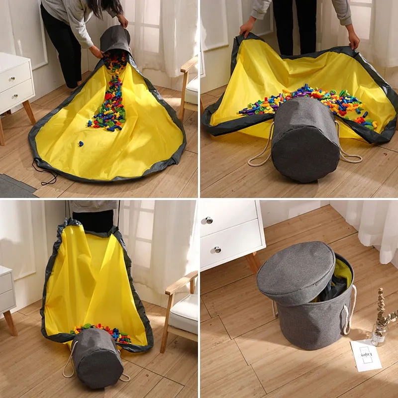 Clean-up Organizer Bucket Pouch Play Mat For Lego Toys Storage Container