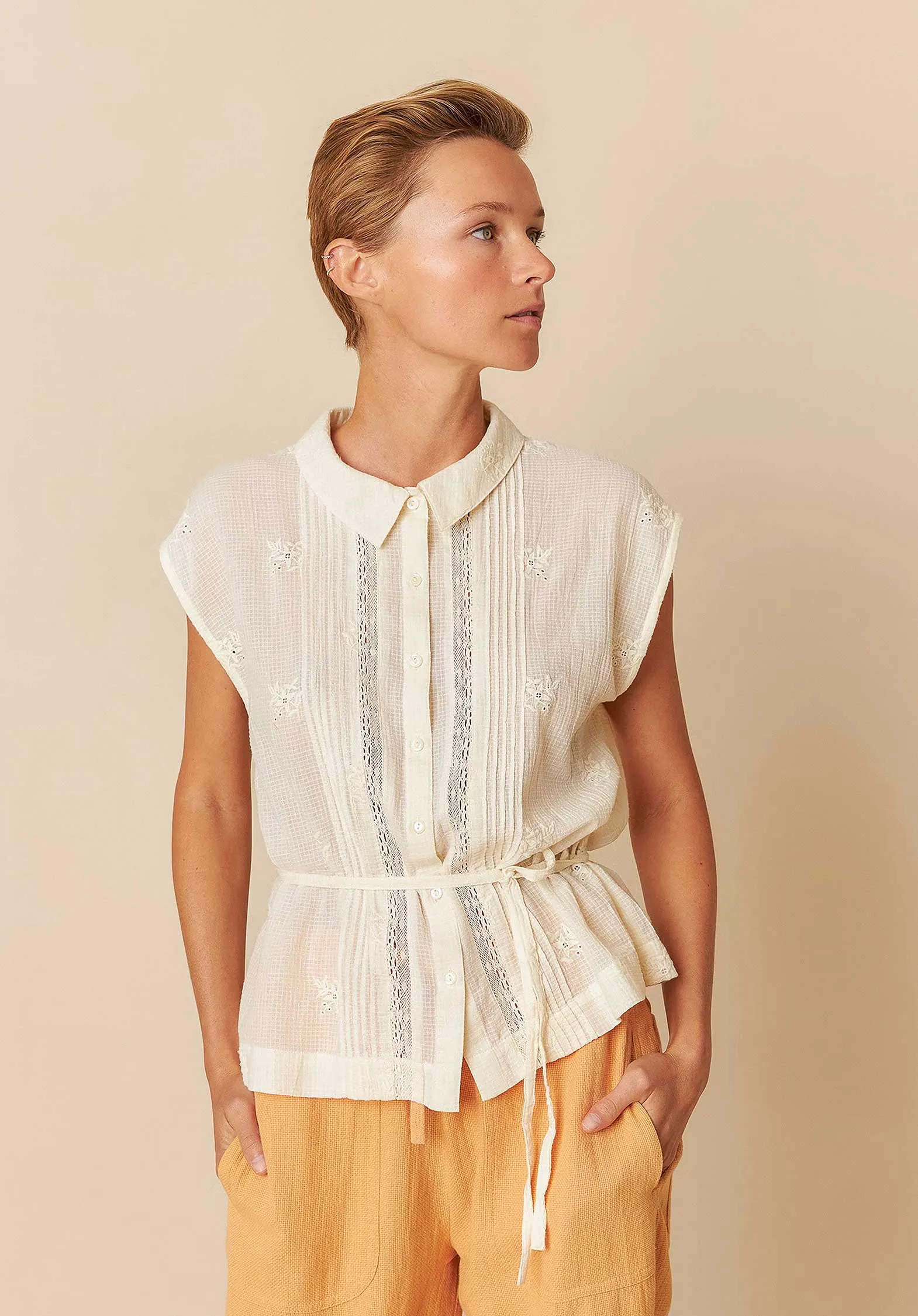 Cotton Embroidered S Bk225 Crudo