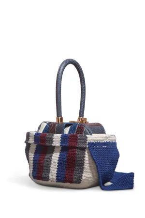 Crossover Knit Bag in Blue. Bordeaux & Grey Cashmere