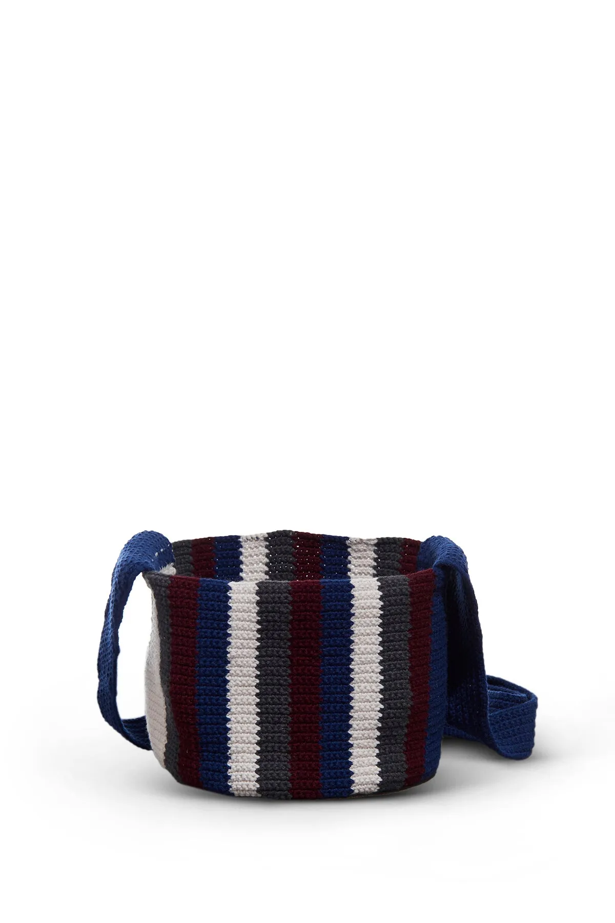 Crossover Knit Bag in Blue. Bordeaux & Grey Cashmere