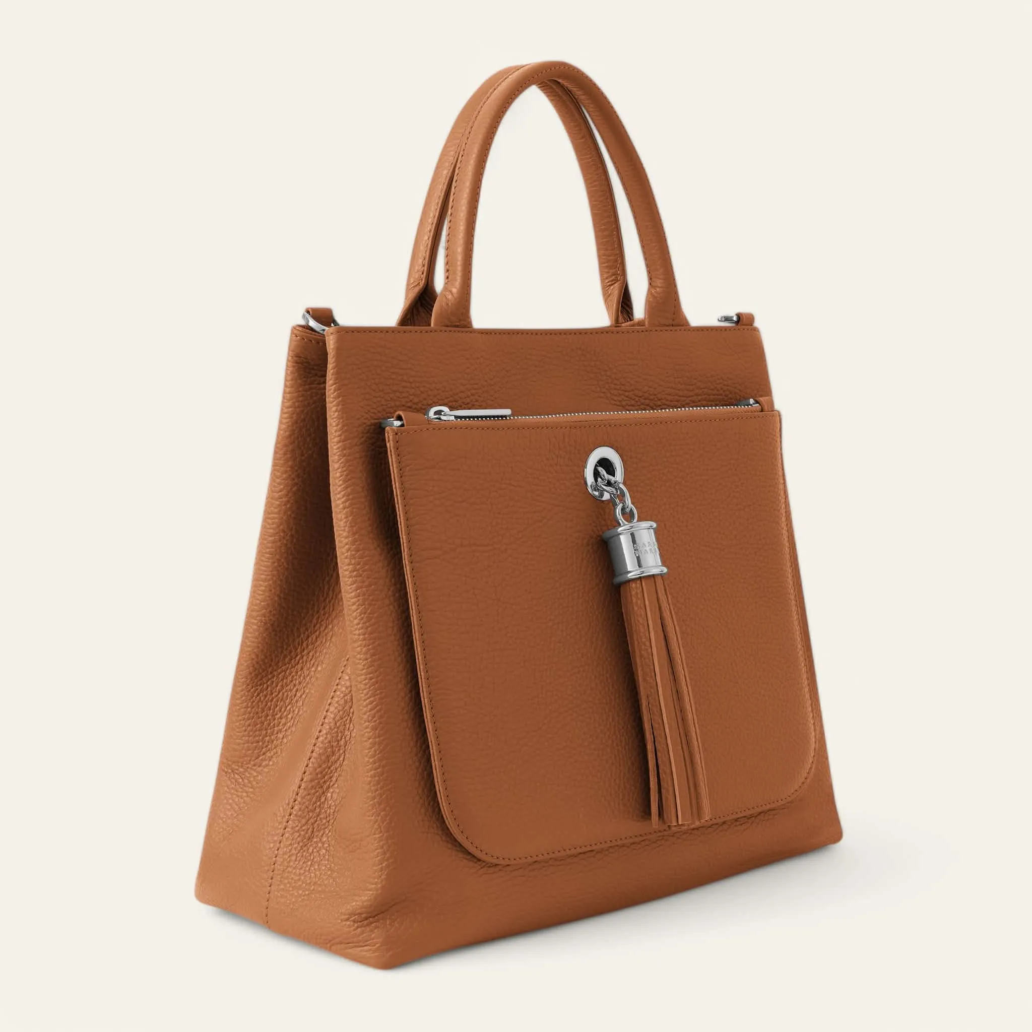 Dahlia Tote | Tan with Silver hardware