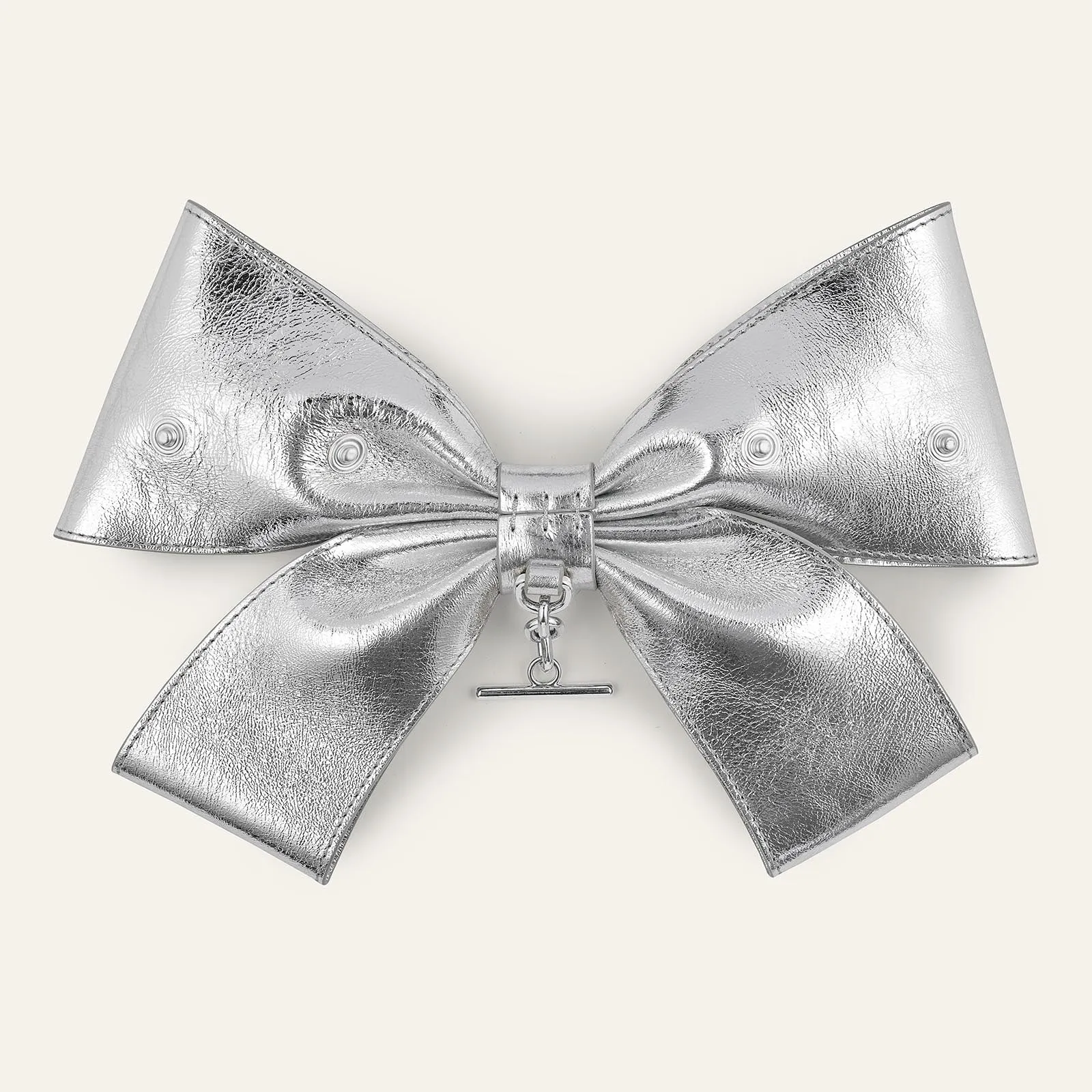 Deco Bow | Metallic Silver with Silver hardware