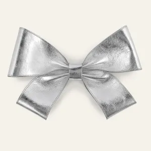 Deco Bow | Metallic Silver with Silver hardware
