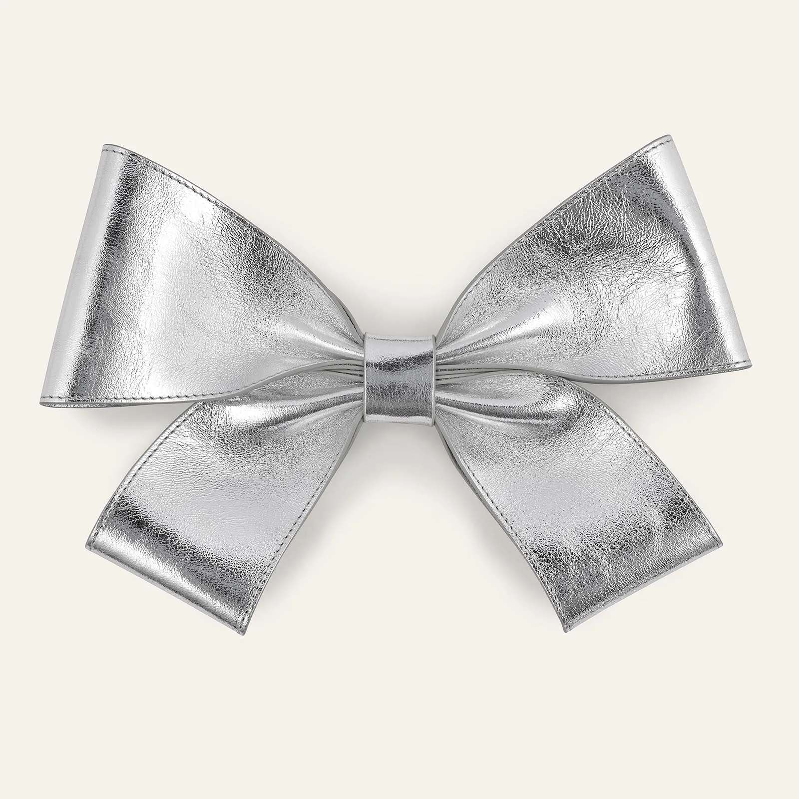 Deco Bow | Metallic Silver with Silver hardware