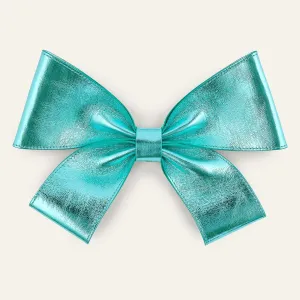 Deco Bow | Metallic Turquoise with Silver hardware
