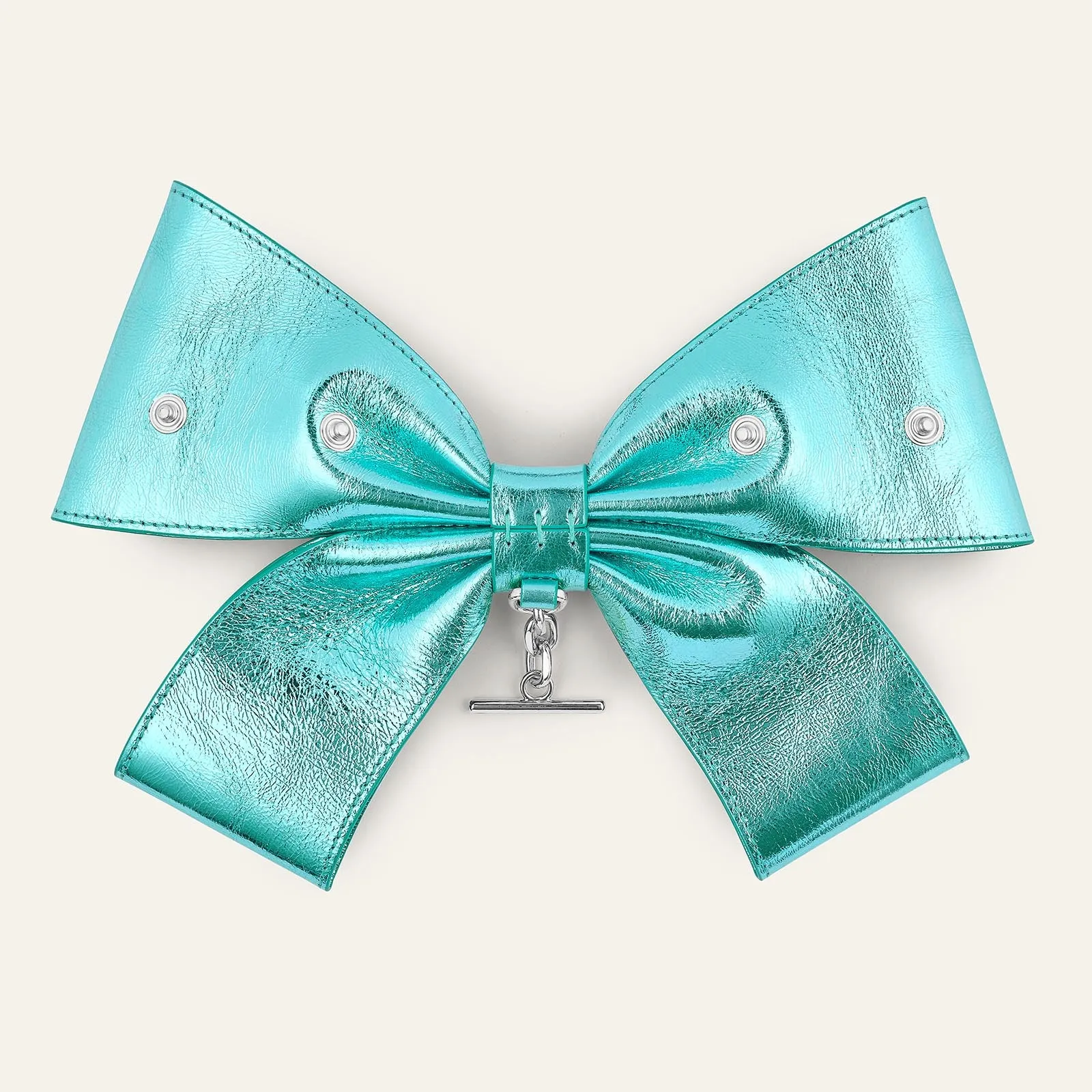 Deco Bow | Metallic Turquoise with Silver hardware