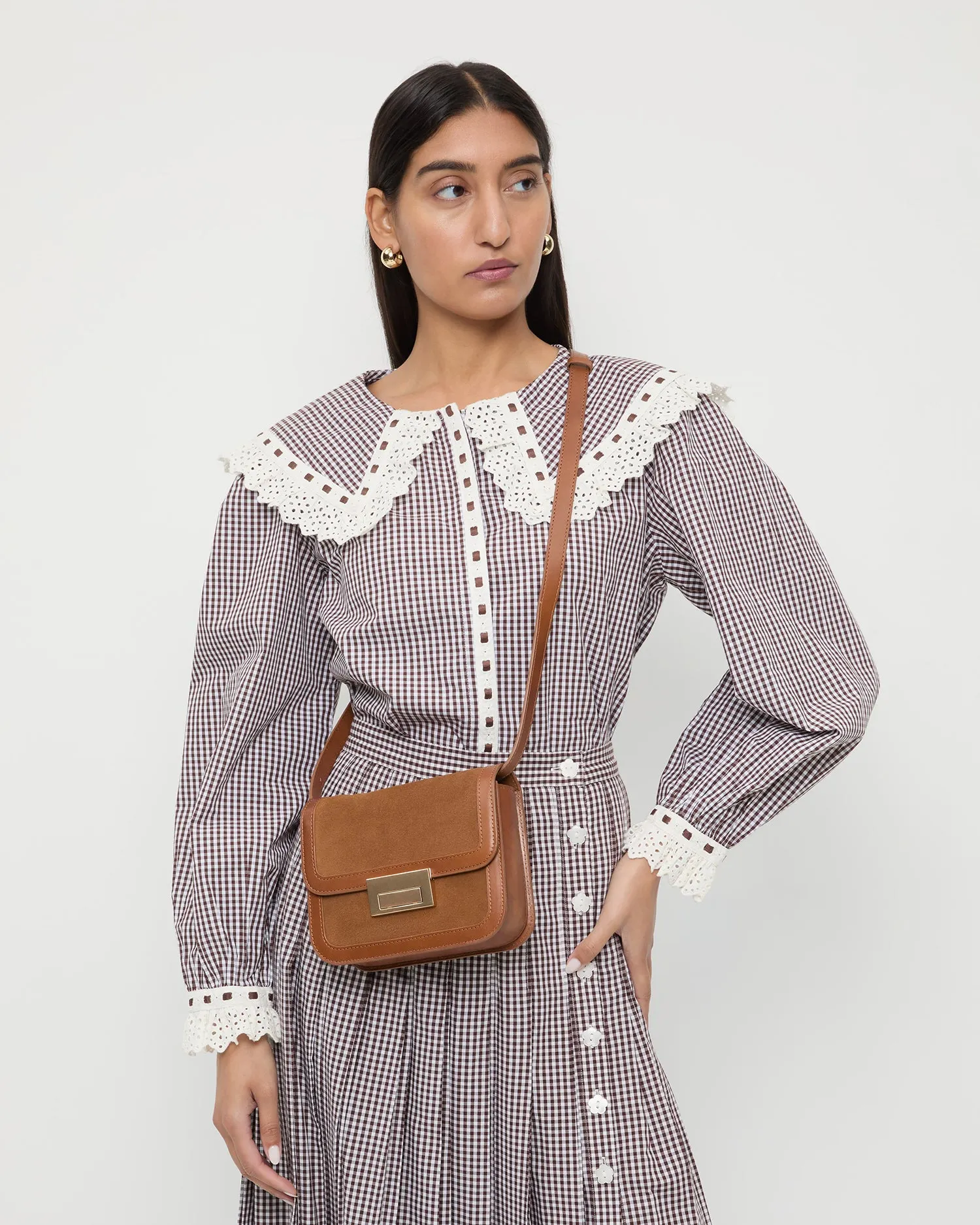 Desi Cacao Suede/Leather Crossbody