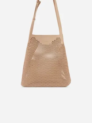 Diamond Vegan Leather Shoulder Bag | Sand