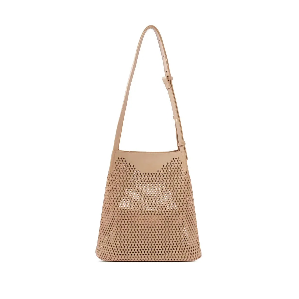 Diamond Vegan Leather Shoulder Bag | Sand