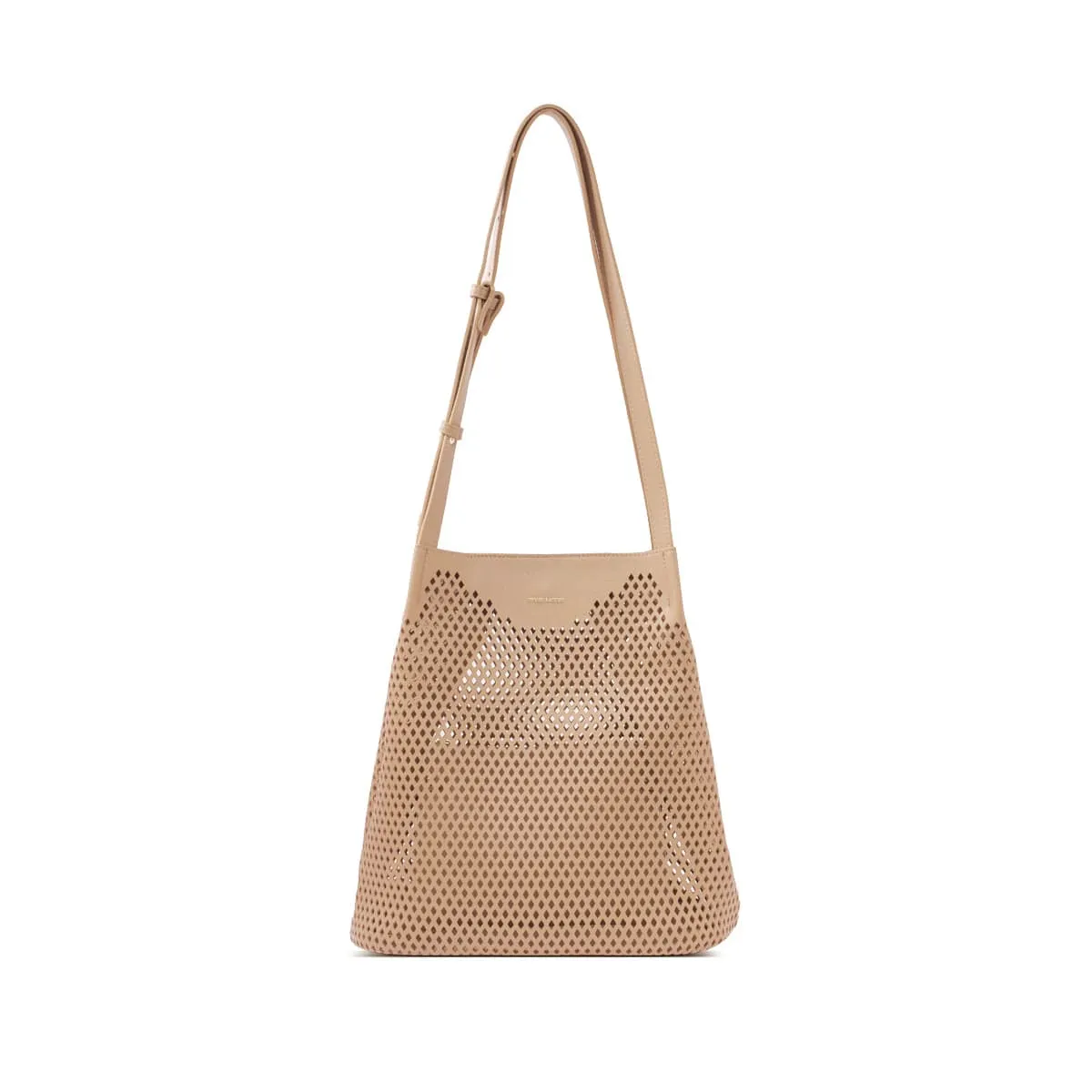 Diamond Vegan Leather Shoulder Bag | Sand