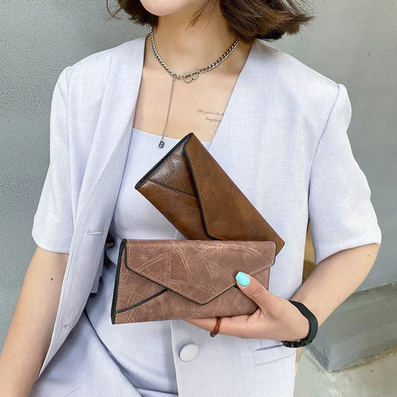 Fashion Long Wallet For Women Bill Wallet  Solid Color Large Capacity