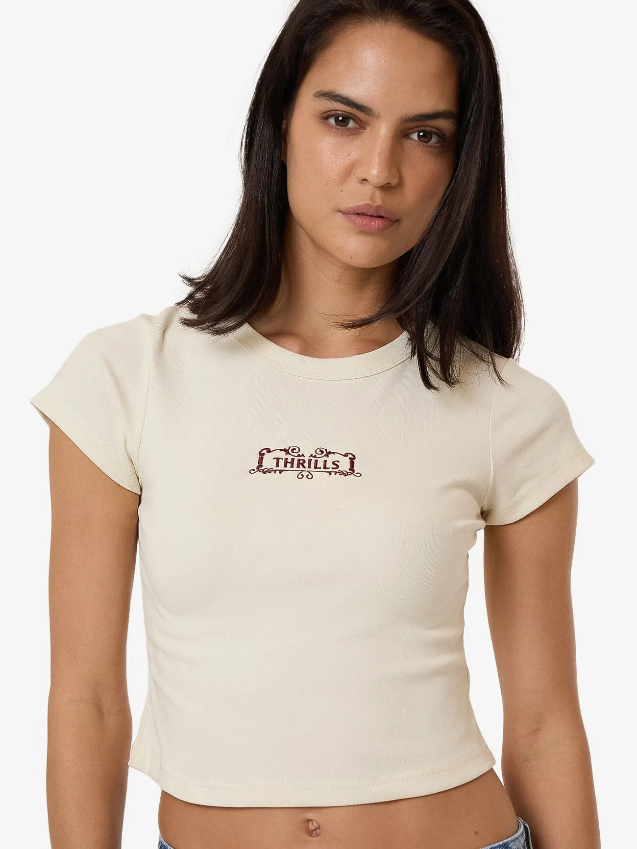 Flourish Curve Tee - Heritage White