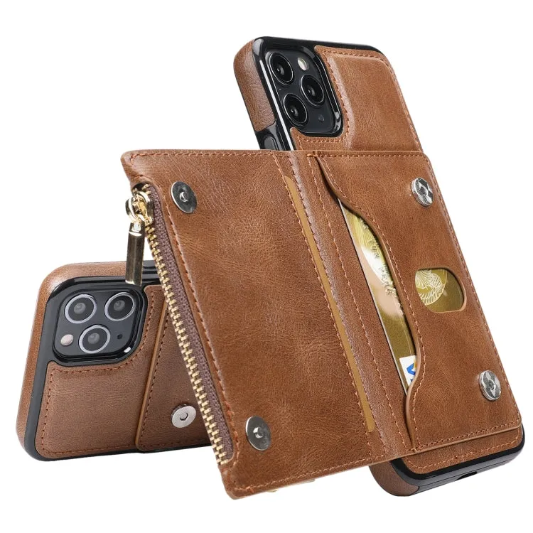 For iPhone 11 Zipper Wallet Bag PU Back Cover Shockrpoof Phone Case with Holder  Card Slots